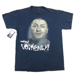 Vintage 1997 The Three Stooges Why Soitenly Navy Tee T Shirt Size XL TV Show B7
